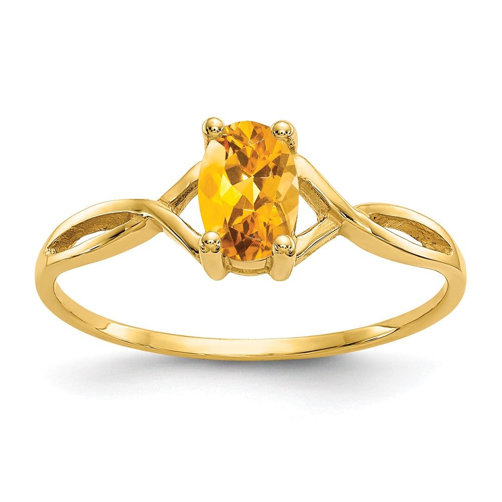 10k Polished 6x4mm Oval Genuine November/ Citrine Birthstone Size 7 Ring, 0.4 ct
