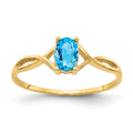 10k Polished 6x4mm Oval Genuine December/ Blue Topaz Birthstone Size 7 Ring, 0.45 ct, 1.02 g