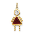 10k January Girl Dark Red Imitation Birthstone Charm, 20 x 10 mm
