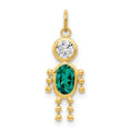 10k May Boy Green Imitation Birthstone Charm, 20 x 10 mm
