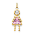 10k June Girl Lavender Imitation Birthstone Charm, 20 x 10 mm