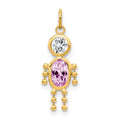 10k June Boy Lavender Imitation Birthstone Charm, 20 x 10 mm
