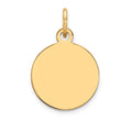 10K Plain .013 Gauge 12.75x12.75mm Circular Engravable Disc Charm, 19 x 12.75 mm