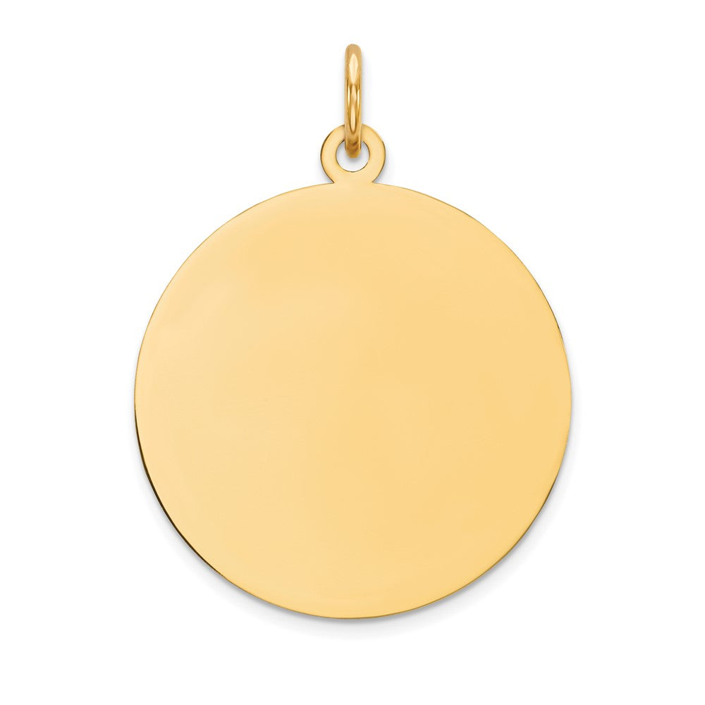 10K Plain .013 Gauge 21.25x21.25mm Circular Engravable Disc Charm, 29 x 21.25 mm