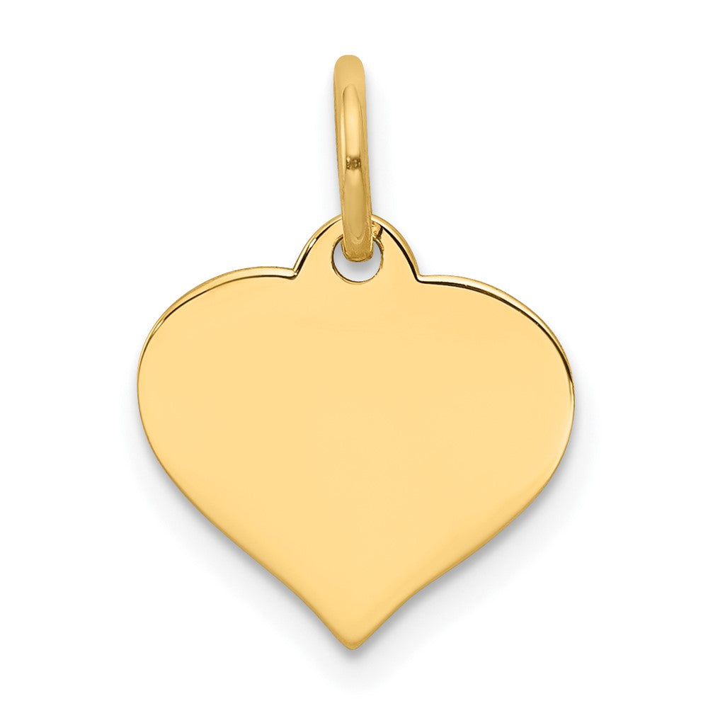 10k Plain .013 Gauge 12x10.5mm Heart Disc Charm, 17 x 10.5 mm