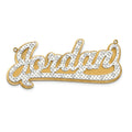 10k Yellow Gold and Rhodium 3D Diamond Name Plate, 0.2 ct