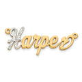 10k Yellow Gold and Rhodium 3D Diamond Name Plate, 1.8 g