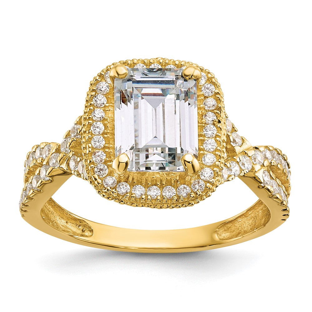 10K Tiara Collection Polished CZ Ring, Size 7, 2.67 g