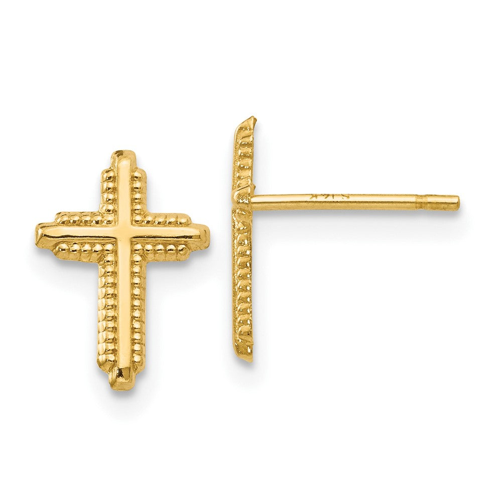 10K Polished Cross Post Earrings, 10 x 7 mm