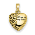 Sentimental Expressions 10K Heart Remembrance Ash Holder Pendant, 19 x 15.8 mm