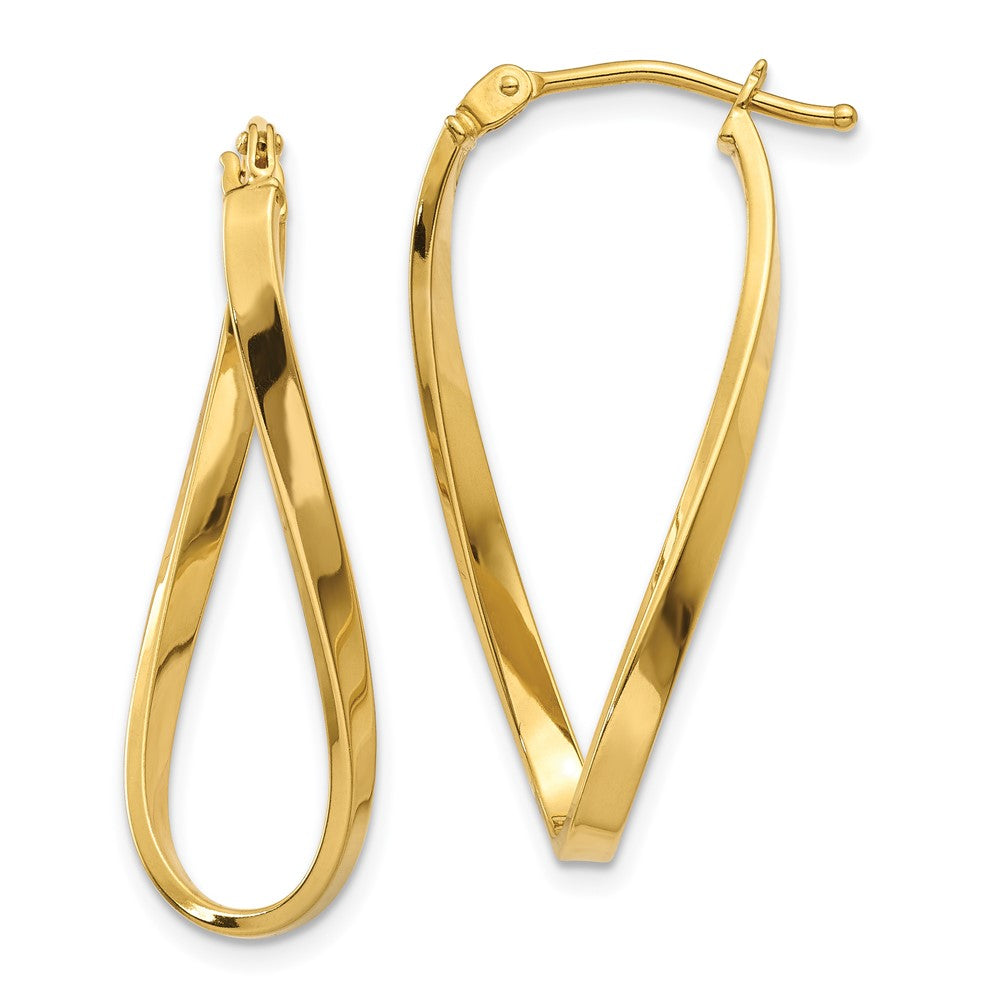 10k Small Twisted Hoop Earrings, 28 x 2 mm