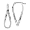 10k White Gold Twisted Hoop Earrings, 28 x 2 mm