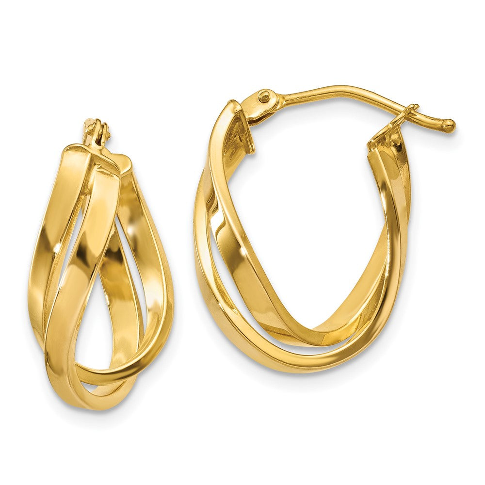 10k Twisted Hoop Earrings, 18.25 x 4 mm
