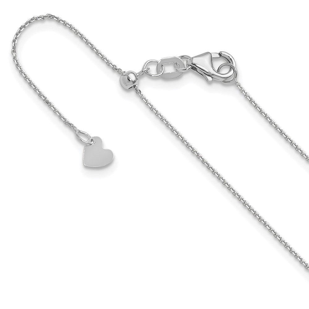 14K White Gold Adjustable  1mm D/C Cable Chain, 22 x 1 mm