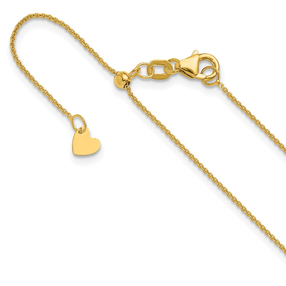 14K Adjustable .7mm Round Cable Chain, 22 x 0.7 mm