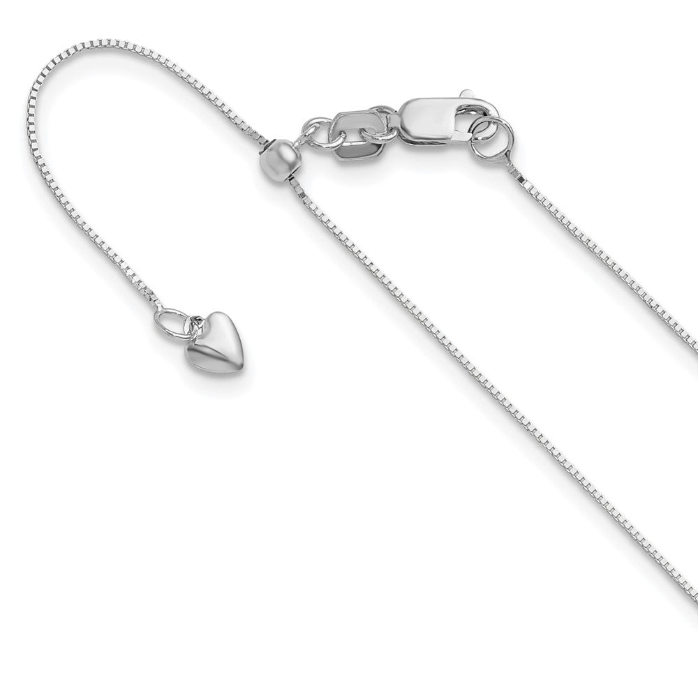 14K White Gold Adjustable .55mm Baby Box Chain, 22 x 0.55 mm
