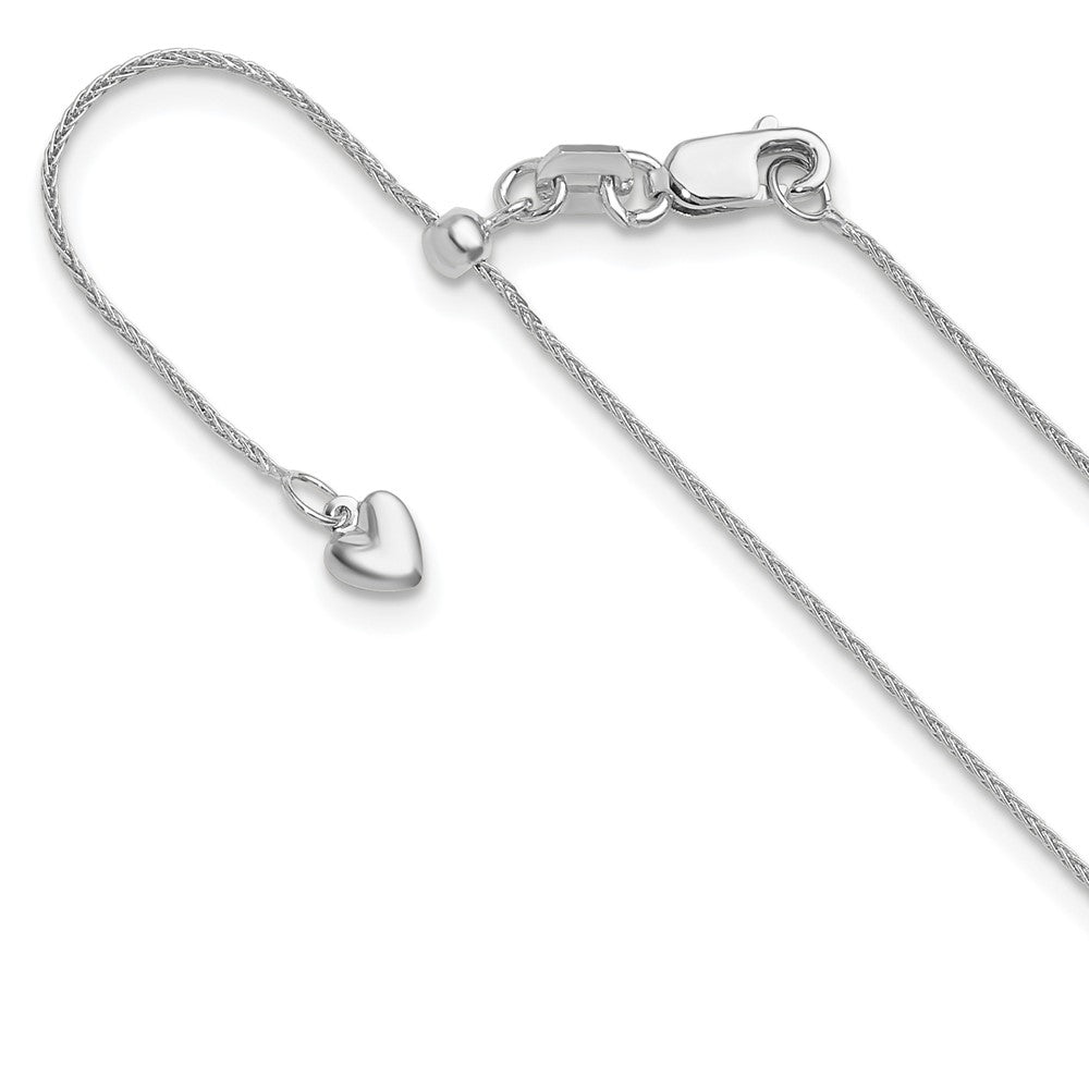 14K White Gold Adjustable .85mm Wheat Chain, 22 x 0.85 mm