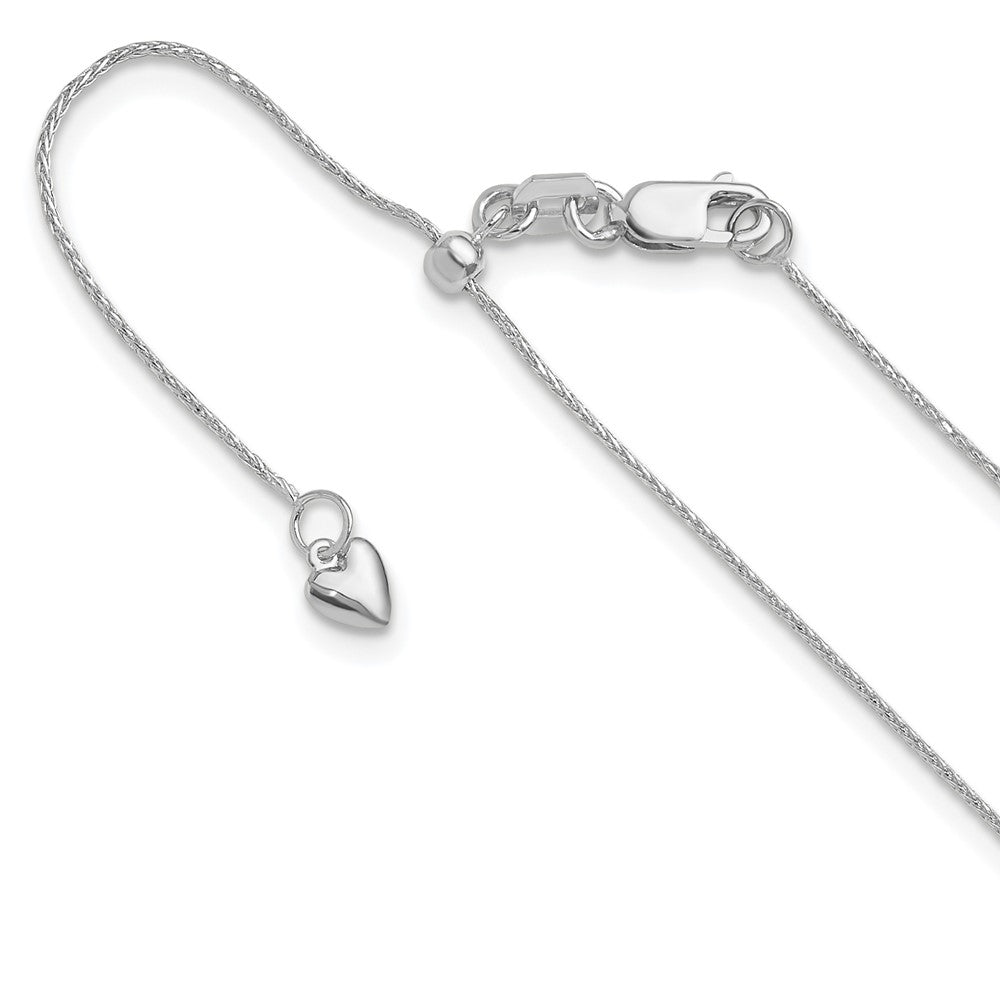 14K White Gold Adjustable .8mm D/C Wheat Chain, 22 x 0.8 mm