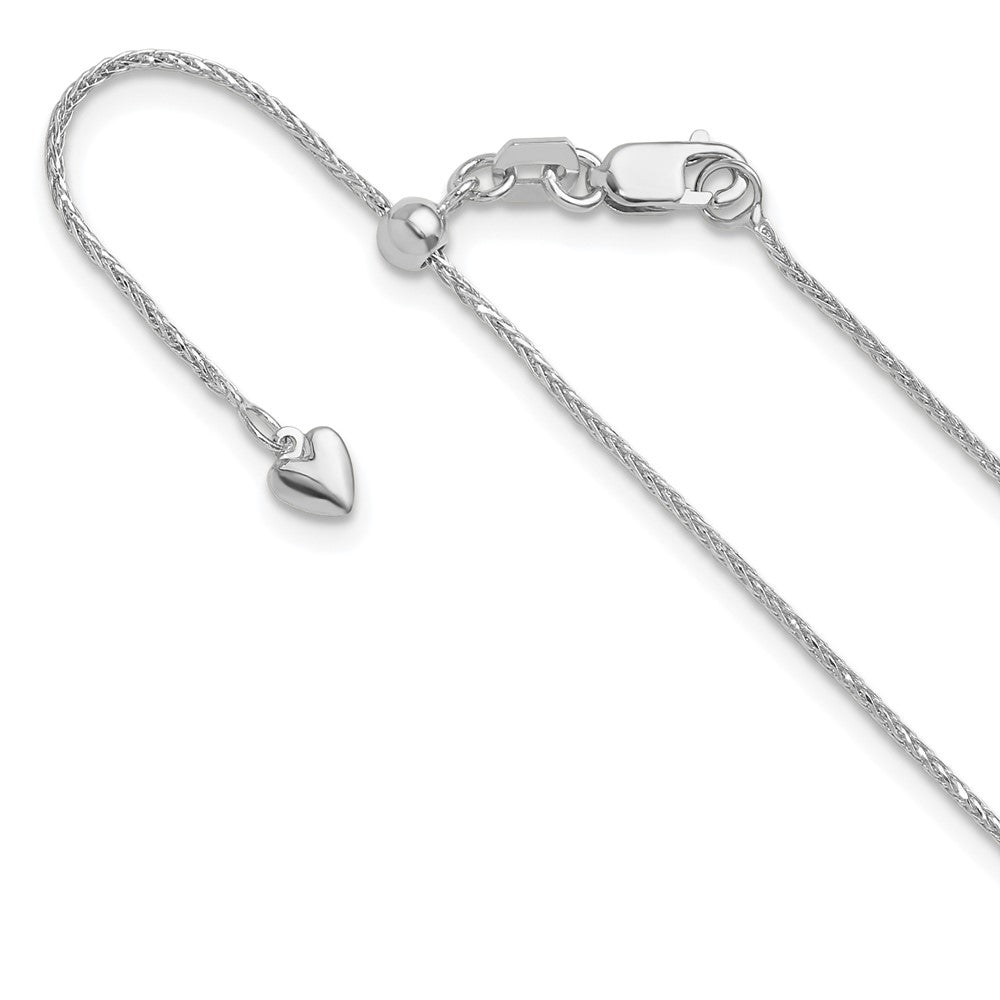 14K White Gold Adjustable .95mm D/C Wheat Chain, 22 x 0.95 mm