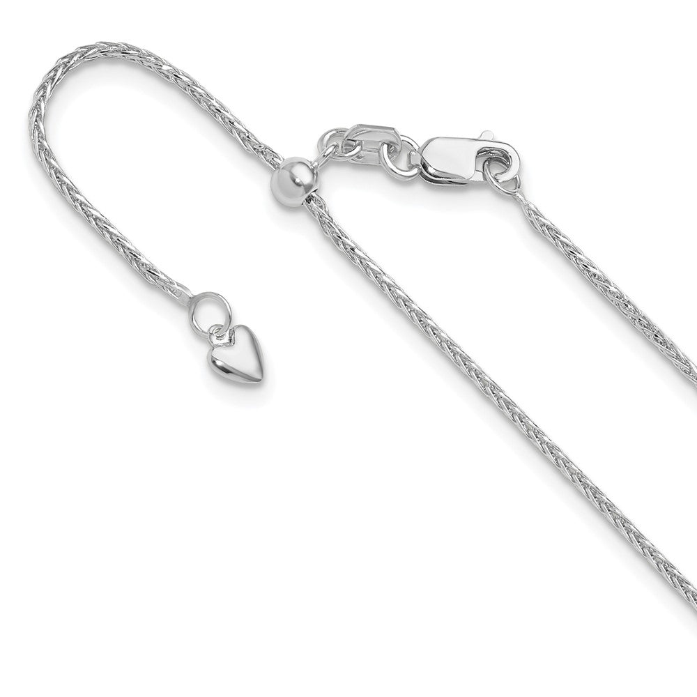 14K White Gold Adjustable 1.2mm D/C Wheat Chain, 22 x 1.2 mm