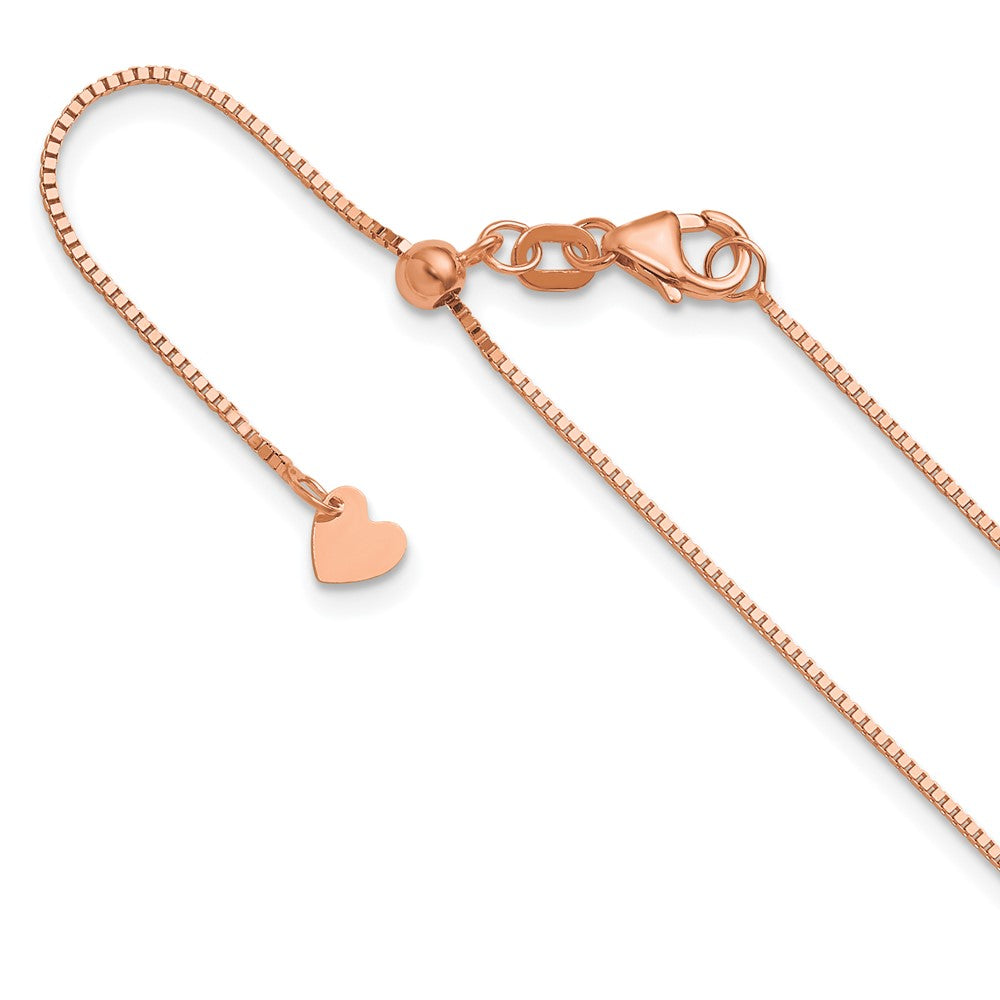 14K Rose Gold Adjustable .8mm Box Chain, 30 x 0.8 mm