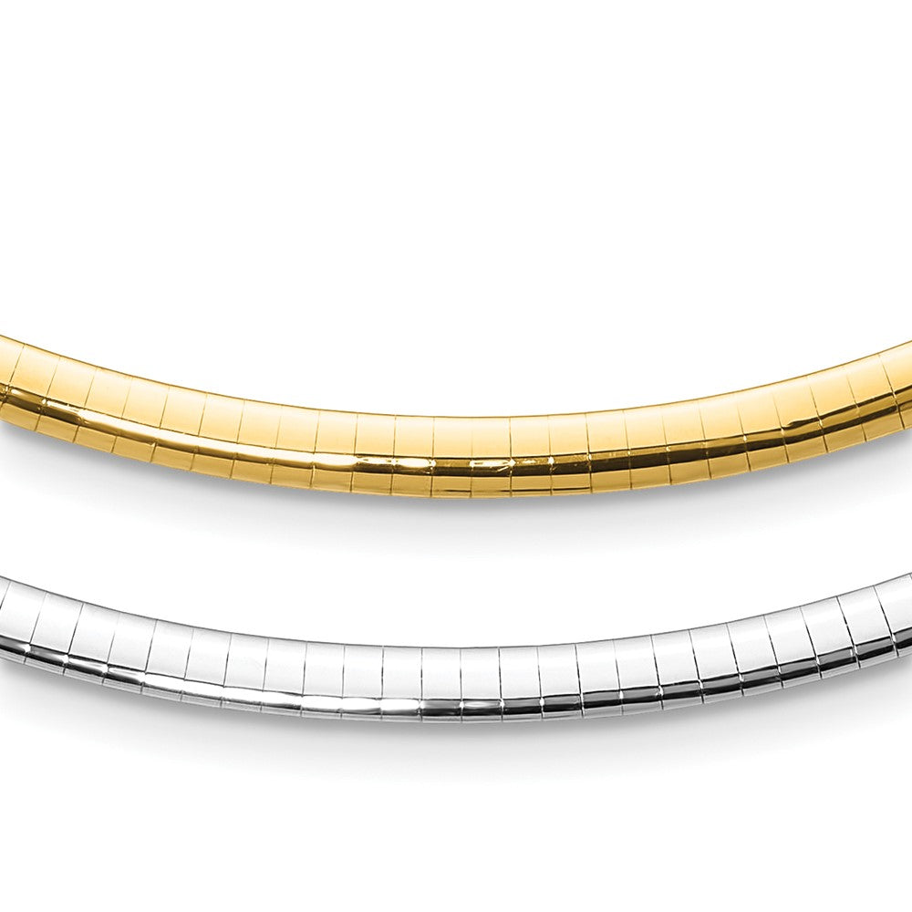 14K Polished  4mm Two-tone Reversible Omega 16 inch Necklace, 16 x 4 mm
