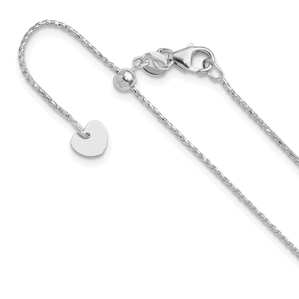 14K White Gold Adjustable 1mm D/C Open Franco Chain, 22 x 1 mm