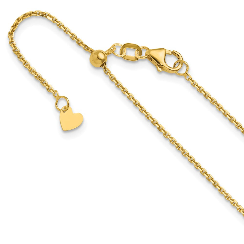 14K Adjustable 1.25mm D/C Cable Chain, 22 x 1.25 mm