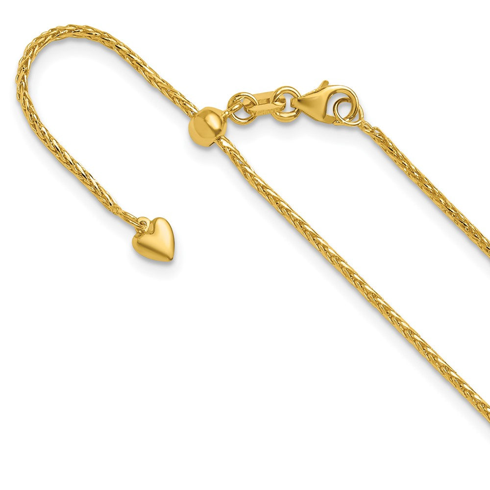14K Adjustable 1.3mm D/C Wheat Chain, 22 x 1.3 mm