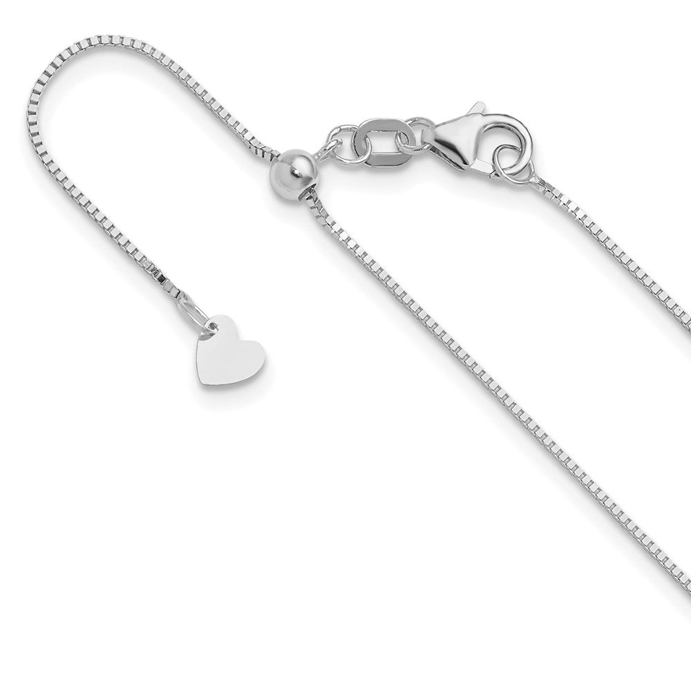 14K White Gold Adjustable .7mm Baby Box Chain, 22 x 0.7 mm
