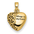 Sentimental Expressions 14K Heart Remembrance Ash Holder Pendant, 19 x 15.8 mm