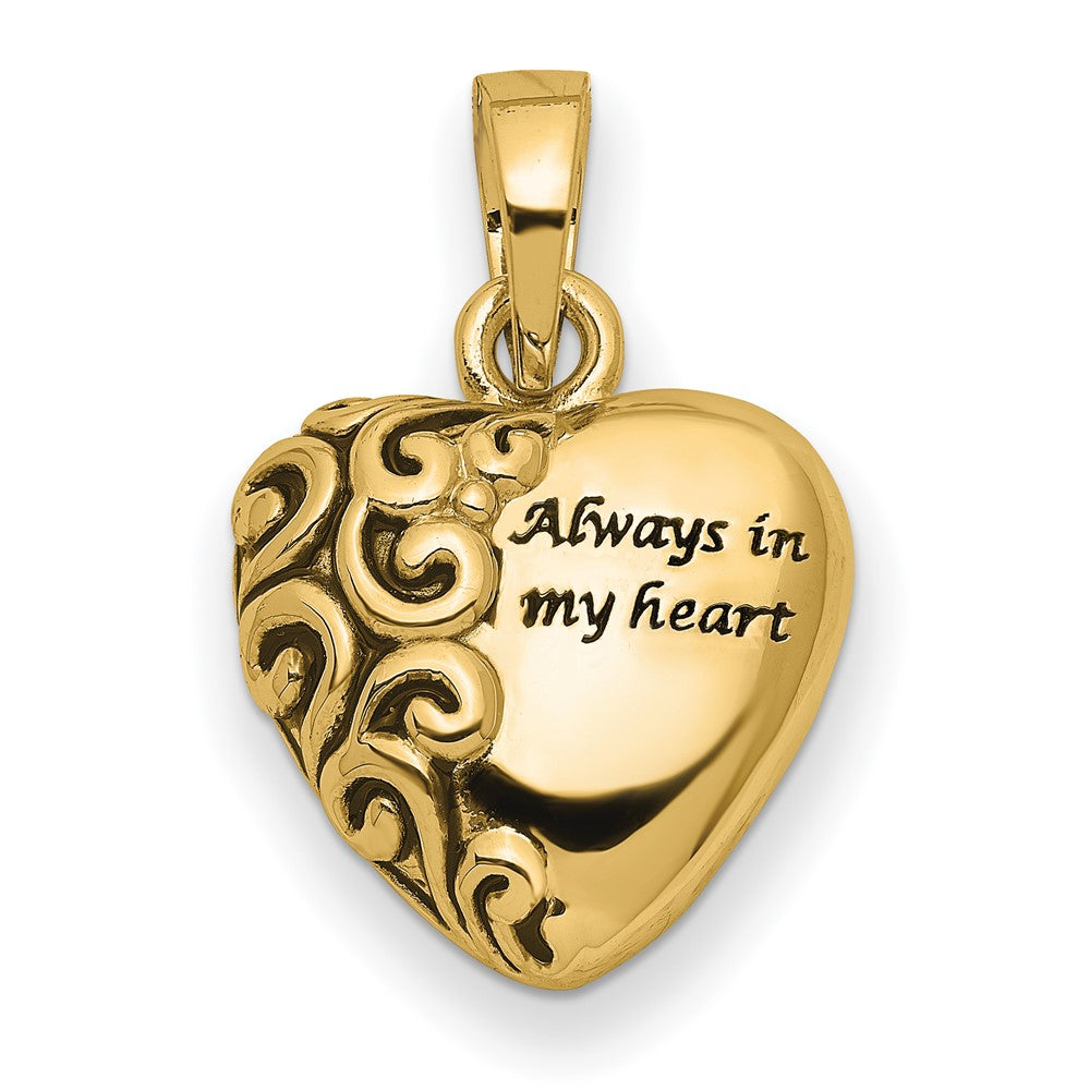 Sentimental Expressions 14K Heart Remembrance Ash Holder Pendant, 19 x 15.8 mm