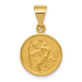 18k Polished and Satin Saint Christopher Medal Round Pendant, 23.5 x 14.3 mm