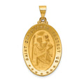 18k Polished and Satin Large Solid St. Christopher Medal Oval Pendant, 37.5 x 20.9 mm