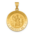 18k Polished and Satin Solid Saint Christopher Medal Round Pendant, 30 x 22 mm