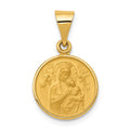 18k Polished and Satin Solid Our Lady of Perpetual Help Medal Round Pendant, 22.5 x 13.7 mm