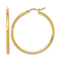 14K Polished 2x35mm Hoop Earrings, 35 x 2 mm