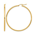14K Polished 2mm Hoop Earrings, 50 x 2 mm