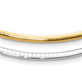 14K Polished  3mm Two-tone Reversible Omega Necklace, 16 x 3 mm