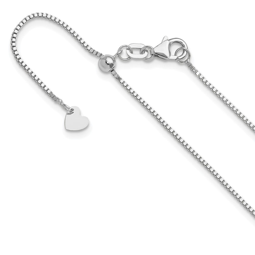 14K White Gold Adjustable .9mm Box Chain, 22 x 0.9 mm