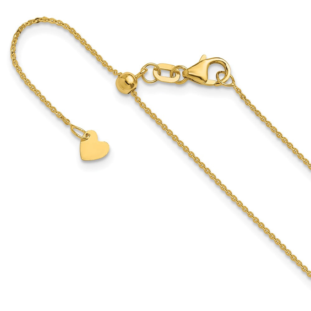 14K Adjustable 1.2mm Flat Cable Chain, 22 x 1.2 mm