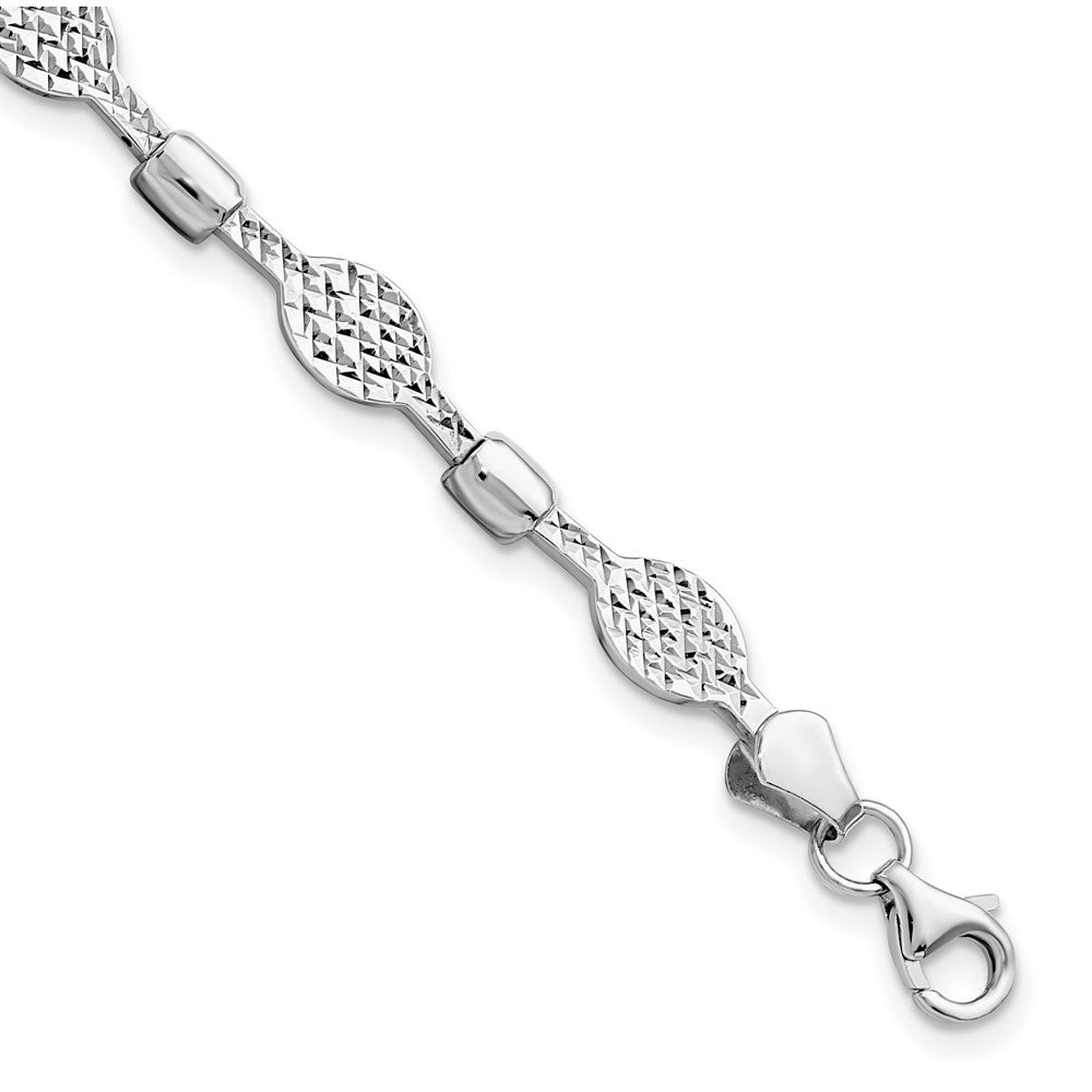 14K White Gold Diamond-Cut Bracelet, 7 mm