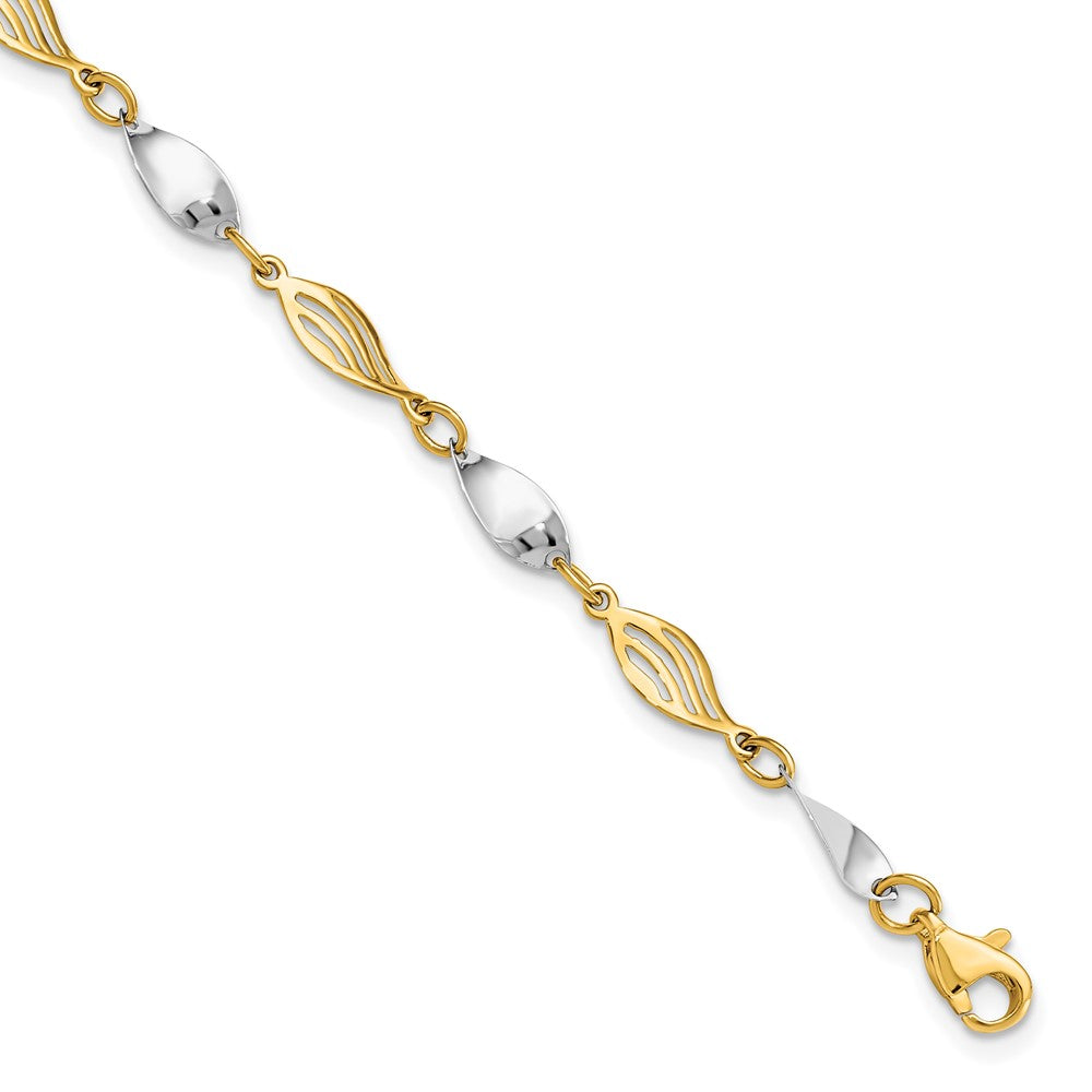 14K Two-tone Polished Fancy 7 inch Bracelet, 7 mm