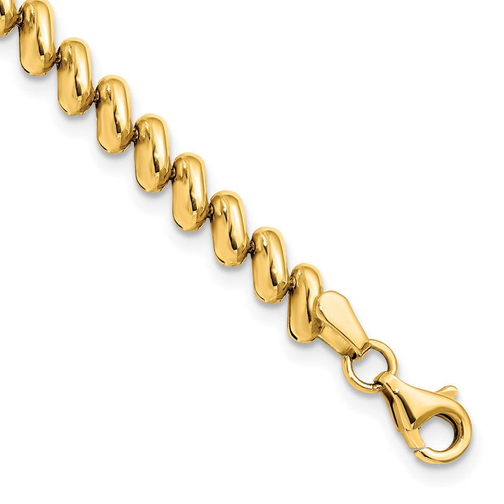 14K Polished Fancy 7 inch Bracelet, 7 mm