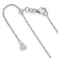 10K White Gold Adjustable 1mm Singapore Chain, 22 x 0.9 mm