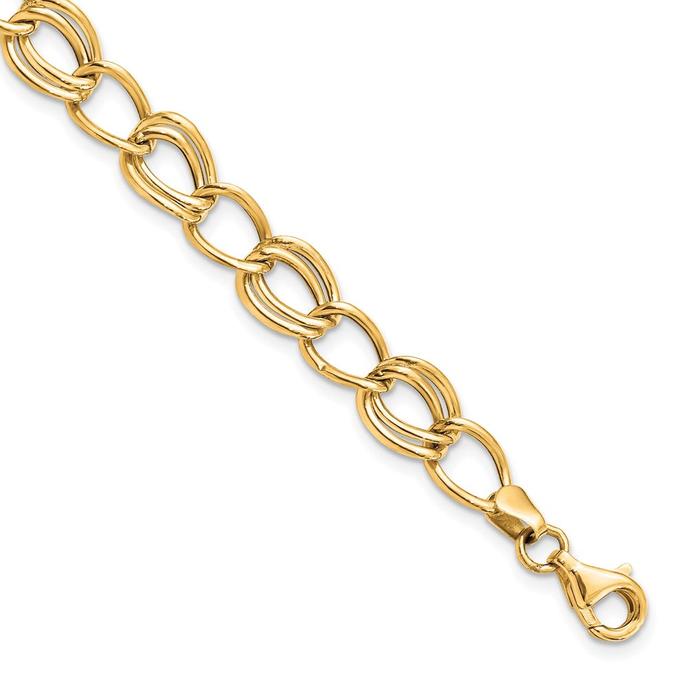 10K Yellow Gold Flat Curb Link Bracelet, 7 mm