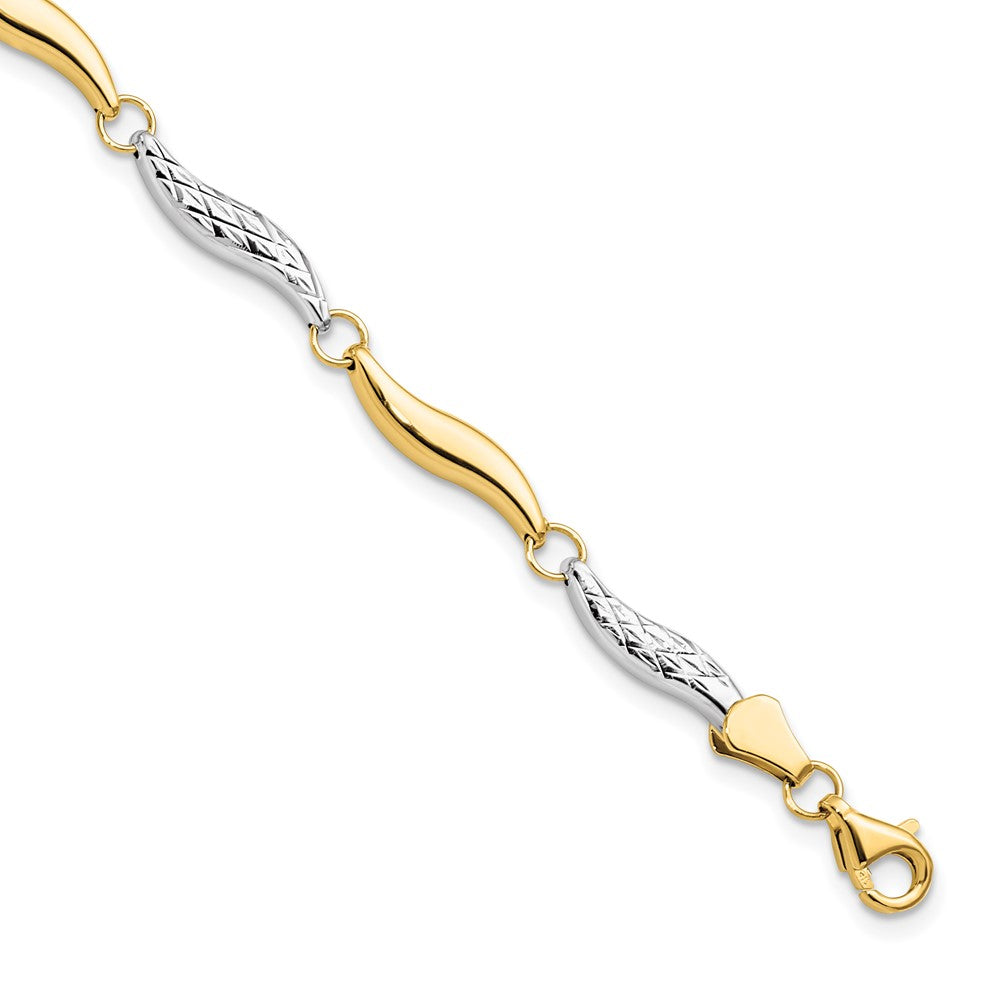 10K w/Rhodium D/C Bracelet, 7 x 4 mm