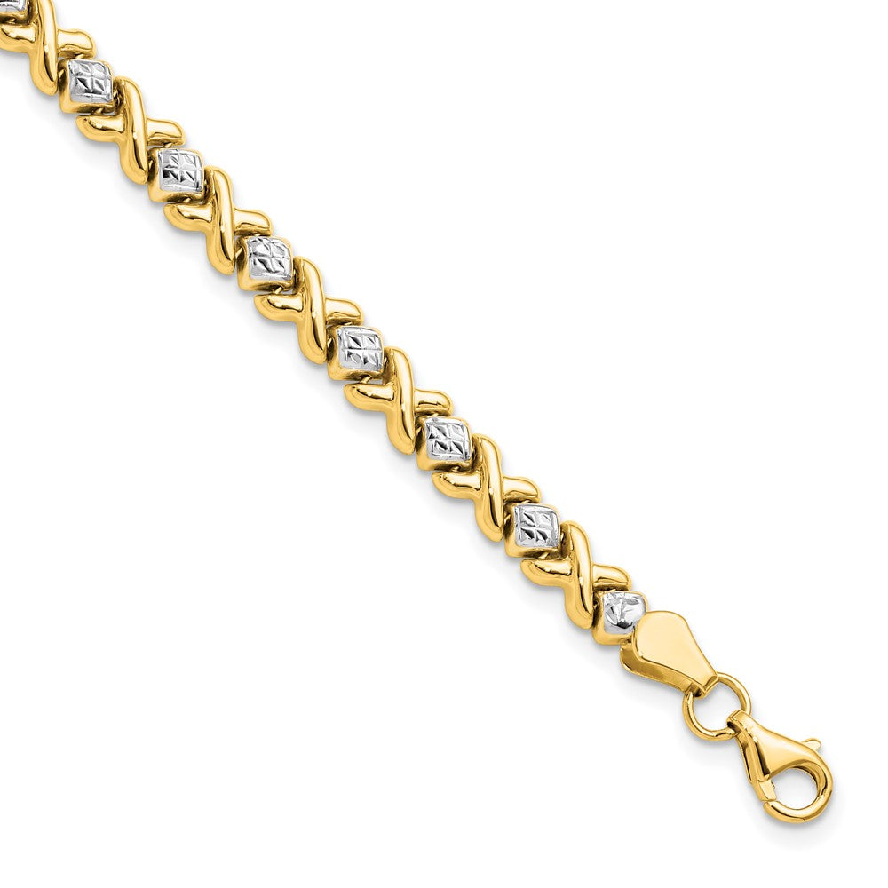 10K Yellow Gold with Rhodium D/C Bracelet, 7 mm