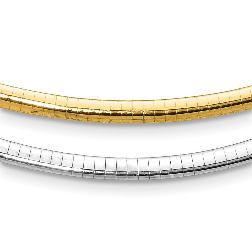 10K 4mm Two-tone Reversible Omega Necklace, 18 mm