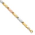 10K w/Rose and White Rhodium Bracelet, 7 x 5 mm